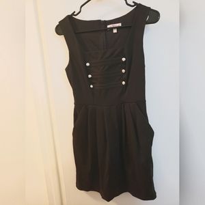 As U Wish black midi dress with button chest detail and pockets Size Small